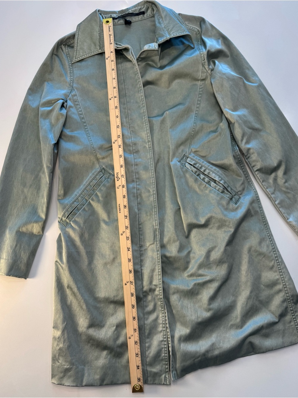 Trench Coat - Sage Green Women's Trench Coat - Picture 5 of 12